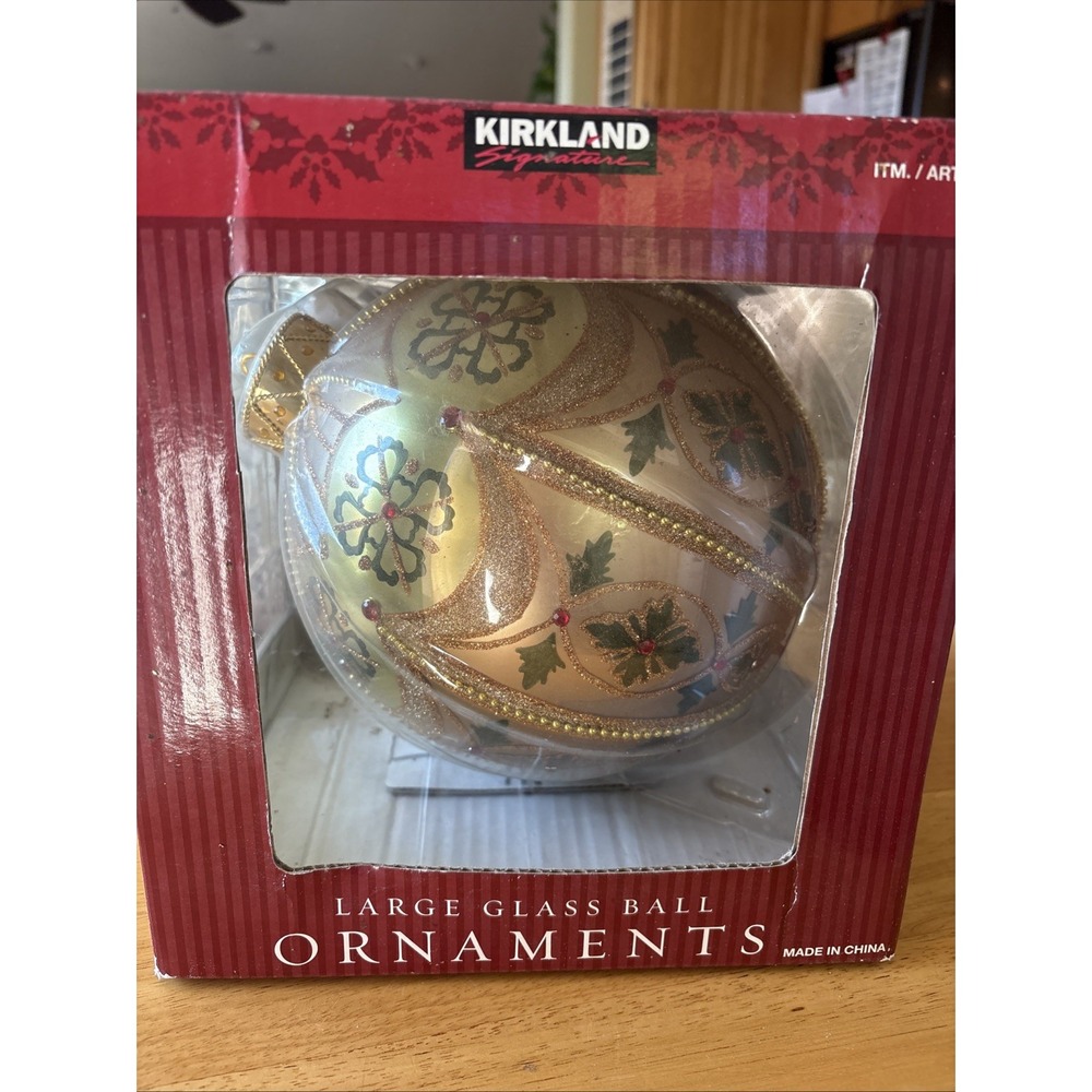 NIB Kirkland Jumbo 9" Christmas Ornament Glass Ball Large Discontinued